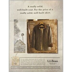 L.L. Bean "A Really Solid Well-Built Coat" Vintage Print Ad 2003